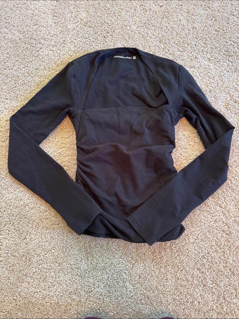 ABERCROMBIE Black Ava Long Sleeve Top XXS